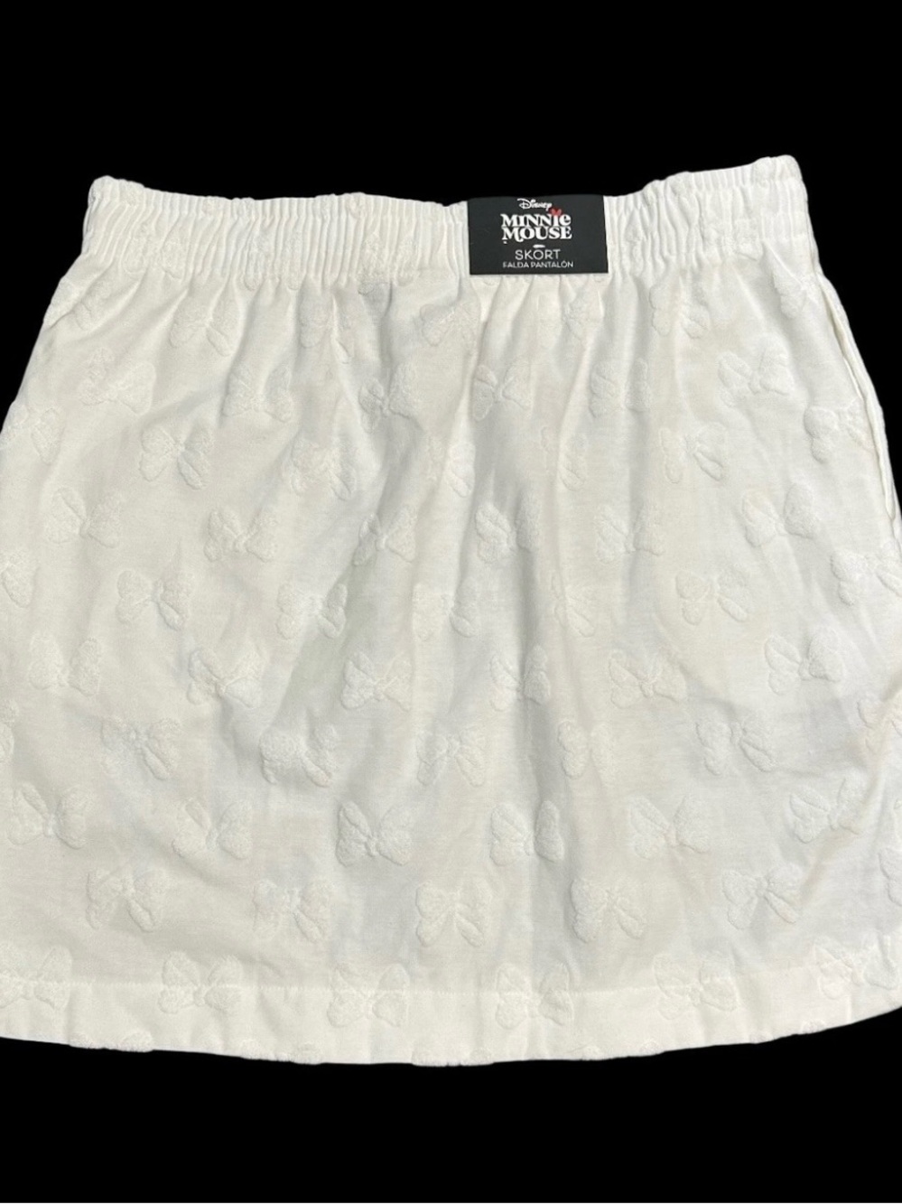 Disney Minnie Mouse Bow Embossed White Skirt Terry Women’s Small